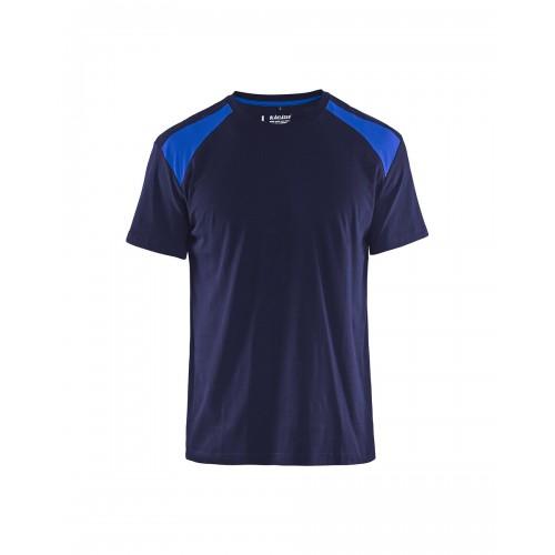 T-SHIRT DE TRAVAIL BICOLORE 100% COTON 3379 - BLEU MARINE ET BLEU ROI - XXXL BLAKLADER