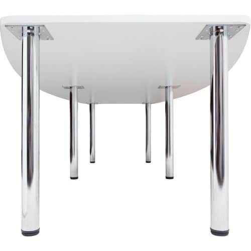 TABLE DE RÉUNION TONNEAU À 4 PIEDS-220X105CM-HÊTRE-BLANC - HAMMERBACHER