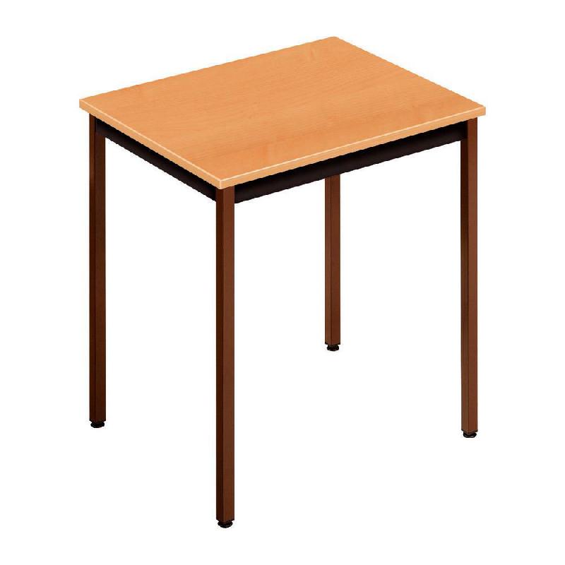 TABLE POLYVALENTE RECTANGLE - L. 70 X P. 60 CM - PLATEAU HETRE - PIEDS BRUNS