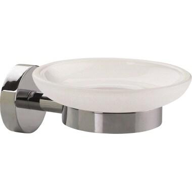 Tesa Smooz - Porte-savon mural en métal chromé, arrondi - Pour une disposition élégante du savon dans la salle de bain - 128 mm x 109 mm x 53 mm -_0