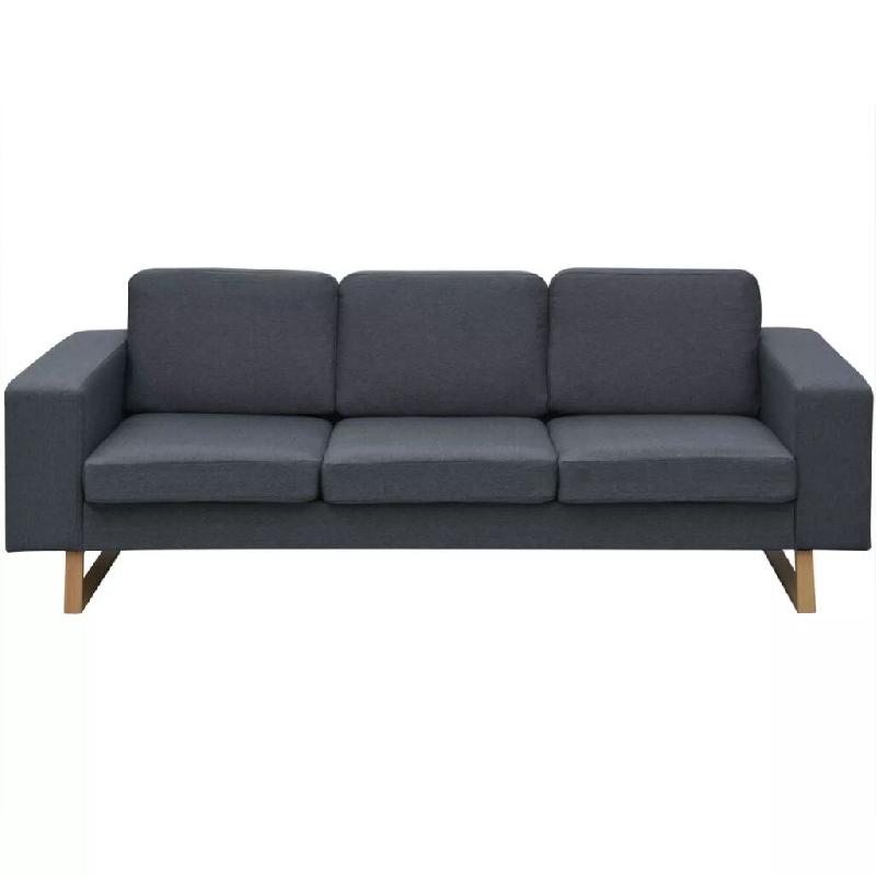 VidaXL Canapé avec 3 places Tissu Gris foncé Modèle Velours - 243187_0