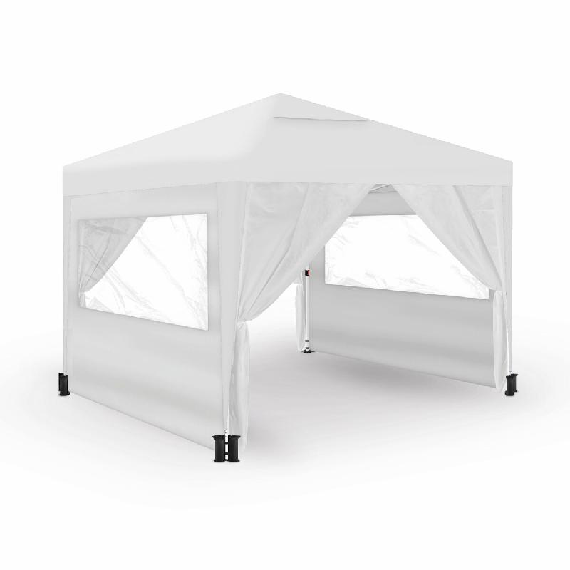 WASABI Tente Pliante 3x3m – 4 Parois Latérales – 4 Sacs de Sable, Sardines et Câbles de Fixation – Sac de Transport – Pergola Blanche en Nyl_0