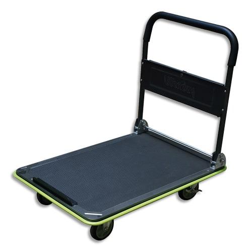 Wonday - Chariot pliable gris noir 300 kg avec porte-outils - Dimensions déplié : 90 x 84,5 x 60 cm - Plateau acier renforcé antidérapant_0