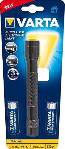 VARTA Torche Easy Line 16627 - Multi LED aluminium - Fonctionne avec 2 piles AA_0