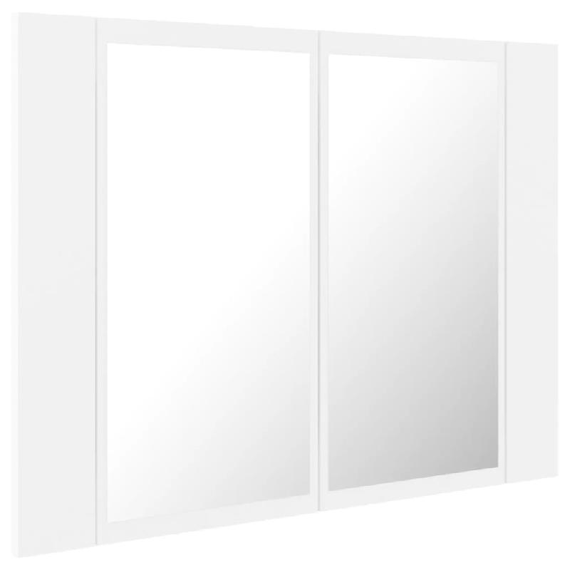 Armoire salle de bain à miroir LED - 60 x 12 x 45 cm - Acrylique blanc - Lumière RVB - Référence 02_0006650_0