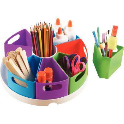 Carrousel de rangement - 9 compartiments - matériel de création - plastique résistant_0