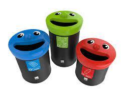 Corbeilles Smiley 52 L - Poubelle amusante en polyéthylène MDPE - Plusieurs modèles pour différents flux de déchets - Résistant aux UV_0