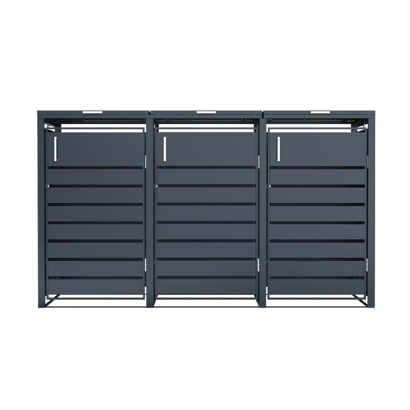 COULEURS DU MONDE Abri poubelles 3 bacs coloris gris en acier galvanisé - gris acier 3700263329487_0