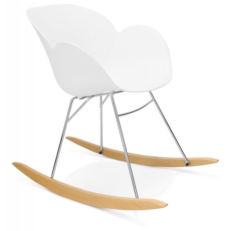 Fauteuil à bascule design Kokkola 84 cm blanc - Paris Prix - Design scandinave et assise confortable_0