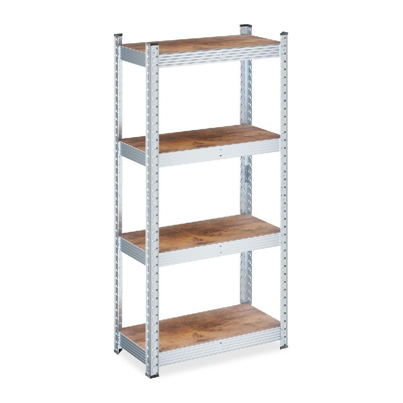Helloshop26 - Étagère charge lourde réglable pour garage cave 120 x 60 x 30 cm avec 4 rayons pratiques en acier gris 13_0016888 - gris Bois manufac_0