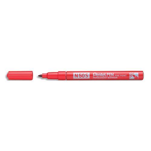MARQUEUR PERMANENT PENTEL N50 - POINTE FINE - ENCRE RESISTANTE AUX CONDITIONS -30°C +60°C - COLORIS ROUGE
