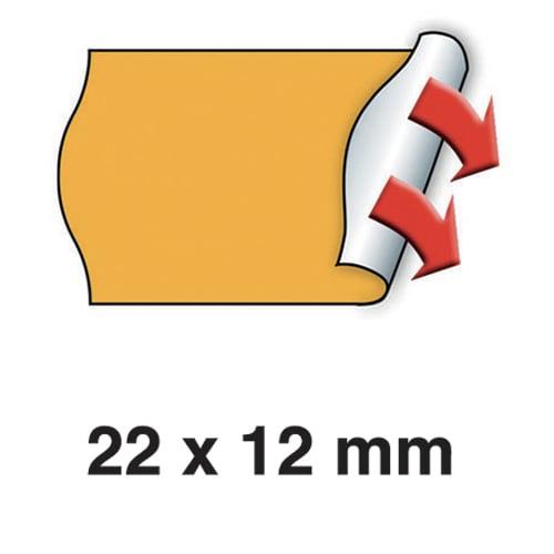 Meto - Boîte de 6 rouleaux d'étiquettes 22x12mm fluo orange sinusoïdales avec adhésif permanent_0