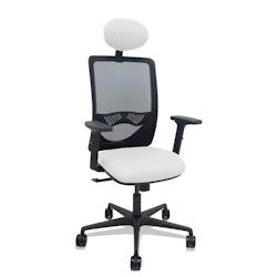 Piqueras y Crespo Silla Zulema sincro malla negra asiento bali blanco brazos 2D ruedas 65mm cabecero - blanc multi-matériau 390SM840B10B2DB68R65C_0