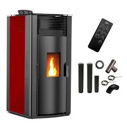 Poêle à granulés air Anita 15 kW Bordeaux Sannover - Kit raccordement complet avec fumisterie_0
