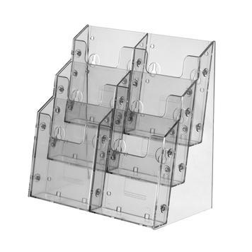 Porte-brochure Alpha - 1/3 A4, 6 compartiments, 2 côte à côte, 3 en ligne - Polystyrène cristal_0