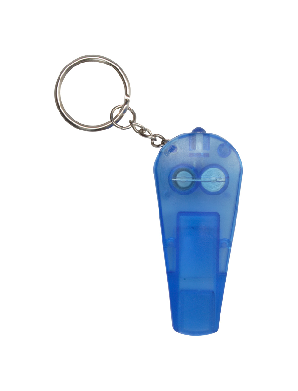 Porte-clés lampe/sifflet en plastique frosty - couleur bleue - 12g_0