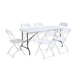 Oviala Business Table 162 cm et 6 chaises pliantes - Oviala - blanc plastique 101729_0