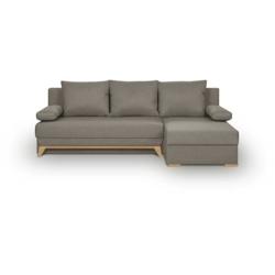 TEIJO Canapé d'angle convertible - Tissu Taupe - L 197 x P 91/132 x H 82 cm AUCUNE - 3666749554890_0