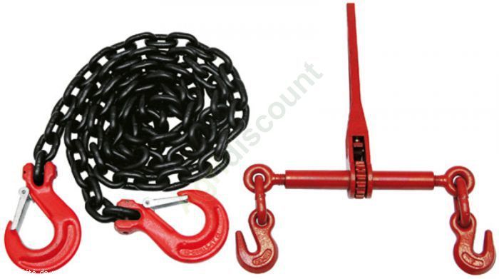 Tendeur d'arrimage - Agridiscount - modèle standard avec chaîne de 3m et 2 crochets - Référence 500zkr10-2_0