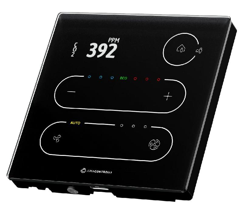 Thermostat d'ambiance Touch Point avec écran TFT Modbus ou BACnet et capteurs de T° - CO2 - Humidité - Noir_0