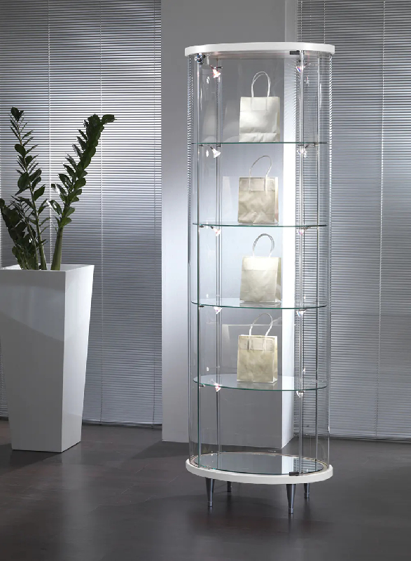 Vitrine ovale colonne d'exposition 203/opva - blanc poli_0