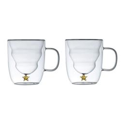 Aulica Tasses double paroi étoile dorée 250ml - lot de 2 - transparent 237201_0