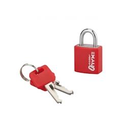 Cadenas à clé Color, bagage, alu, 20mm, anse acier nickelé, 2 clés - SP - rouge 3150268242203_0