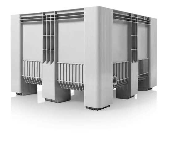 Caisse-palette monobloc 1000x1200 pleine à pieds grise - CPP1012/SB3/9P/G - robuste et adaptée aux industries chimiques, agroalimentaires et pharmaceutiques_0