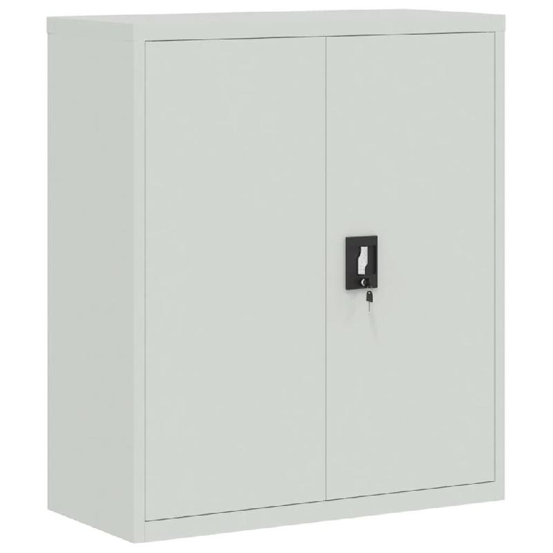 Décoshop26 - Caissons à tiroirs meuble de bureau avec étagères réglables portes verrouillables 90 x 40 x 105 cm acier gris DEC024539 - gris acier_0