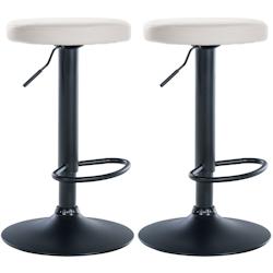 Décoshop26 - Lot de 2 tabourets de bar design simple avec assise en synthétique blanc et cadre métal noir TDB10689 - blanc 3002475132696_0