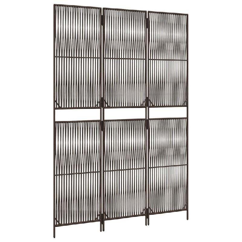 Décoshop26 - Paravent séparateur de pièce cloison 3 panneaux en résine tressée et acier marron DEC030795 - marron 3000258120205_0