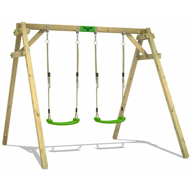 FATMOOSE PORTIQUE BALANÇOIRE AIRE DE JEUX JOLLYJIM AVEC EXTENSION D'ESCALADE PORTIQUE BOIS POUR ENFANTS