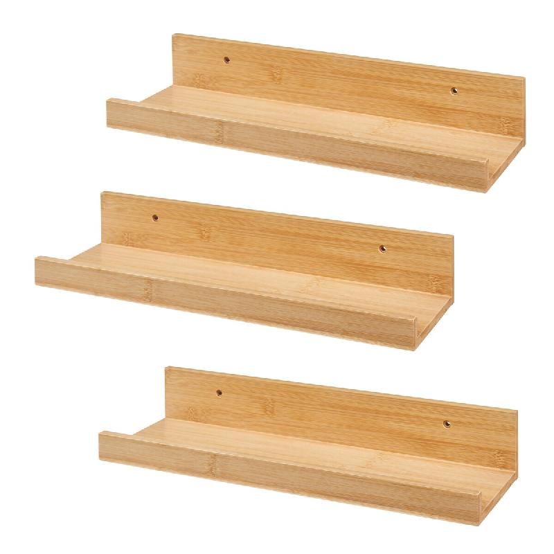 Helloshop26 - Set de 3 étagères murales bambou 40 x 13 x 7 cm naturel - 3000225322007_0