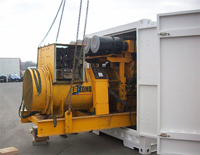 Mise en container de centrales groupe électrogène - clé en main avec insonorisation, échappement et manutention sur site_0