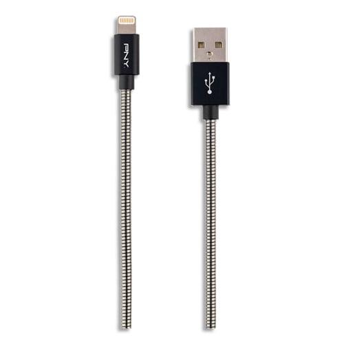 PNY - Câble USB 2.0 métallique vers Lightning 1,20m - Référence C-UA-LN-EFL-04_0