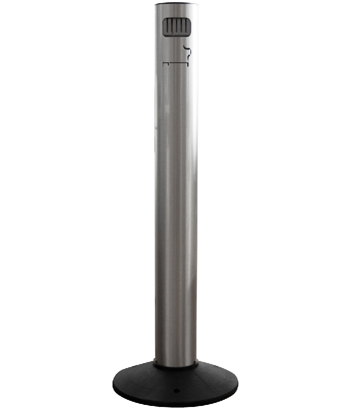 Stil Casa cendrier colonne, aluminium, Ø 35 x h. 105 cm, base en plastique noir, contenant interne, fermeture avec serrure, satiné. - 701 AS_0