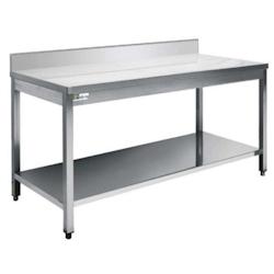 Table inox avec dosseret et tablette inférieure - série 700 - long. 1600 mm - TTDD7016_0