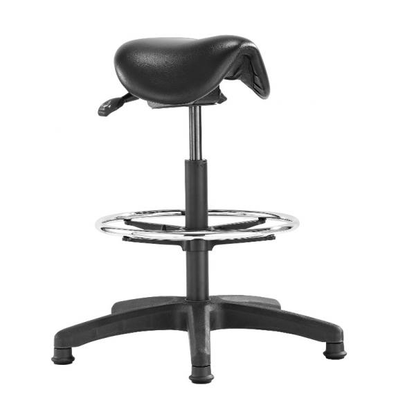 Tabouret assise haute - type selle de cheval - simili cuir - réglable en hauteur 580 à 830 mm - avec patins_0