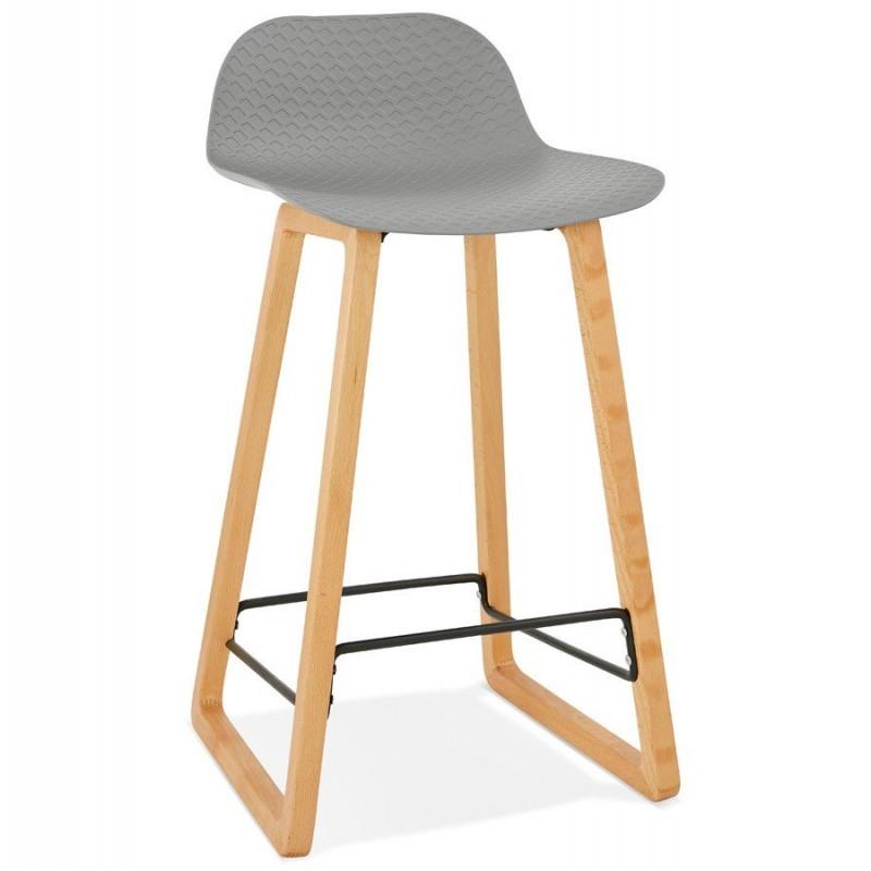 Tabouret de bar design Toki 87 cm gris & naturel - Paris Prix - Hêtre & Polypropylène - Hauteur d'assise 67 cm_0