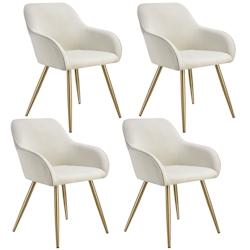 TecTake GmbH Lot 4 chaises élégantes aspect corde forme ergonomique crème/doré -405421 - beige 405421_0