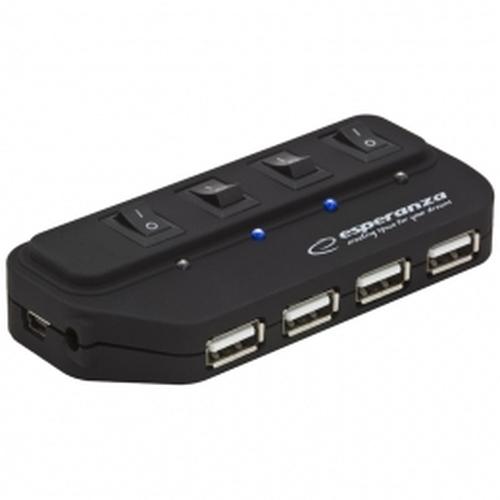 ESPERANZA EA127 - Hub USB 2.0 avec 4 ports - 480 Mbit/s - Noir_0