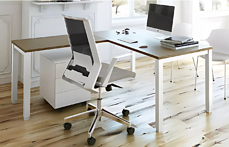 Bureau individuel avec retour So Vicar - réglable en hauteur - plateau mélaminé ou stratifié - structure fixe ou modulable_0
