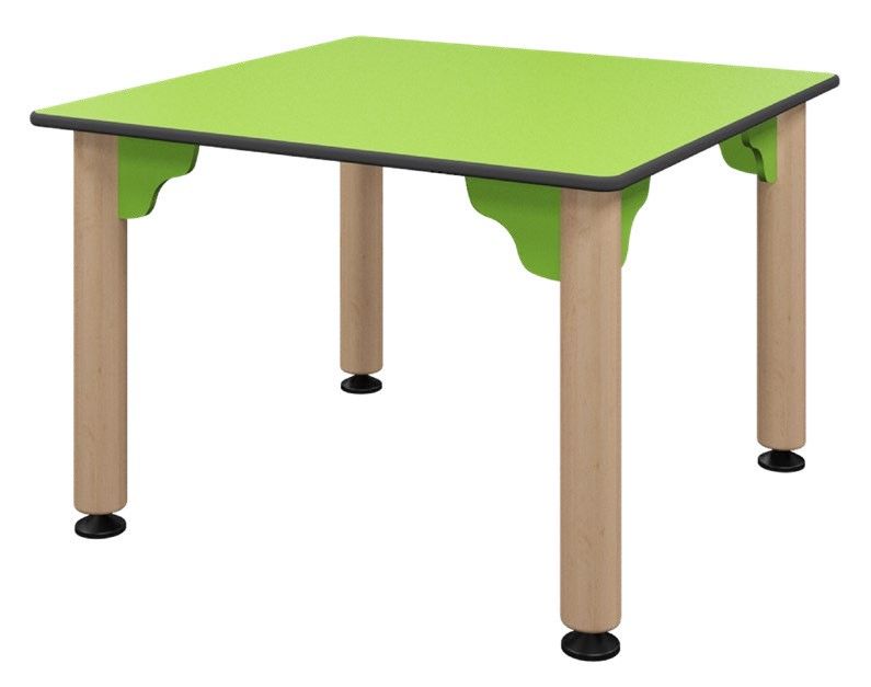 Table carré 60 - Plateau stratifié compact - Piétements hêtre massif - Dim. 60x60 cm_0