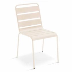 Oviala Business Chaise en métal ivoire - beige acier 109811_0