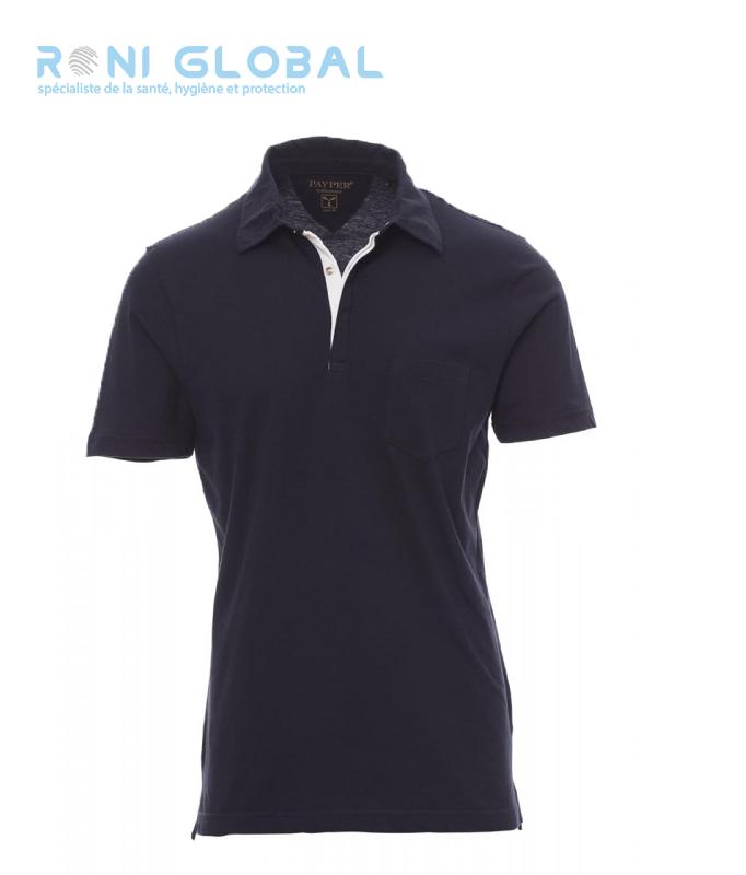 Polo de travail homme manches courtes en coton - Chic Payper - 100% coton, col en jersey façon chemise, avec poche_0