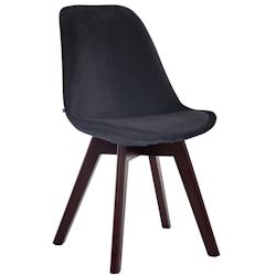 Décoshop26 - Chaise de salle à manger x1  design scandinave en velours noir et piètement à 4 pieds en bois marron 10_0003287 - marron 3000251499414_0