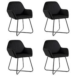 Décoshop26 - Lot de 4 chaises de salle à manger cuisine en velours noir pieds en acier style moderne CDS021866 - noir 3000020651531_0