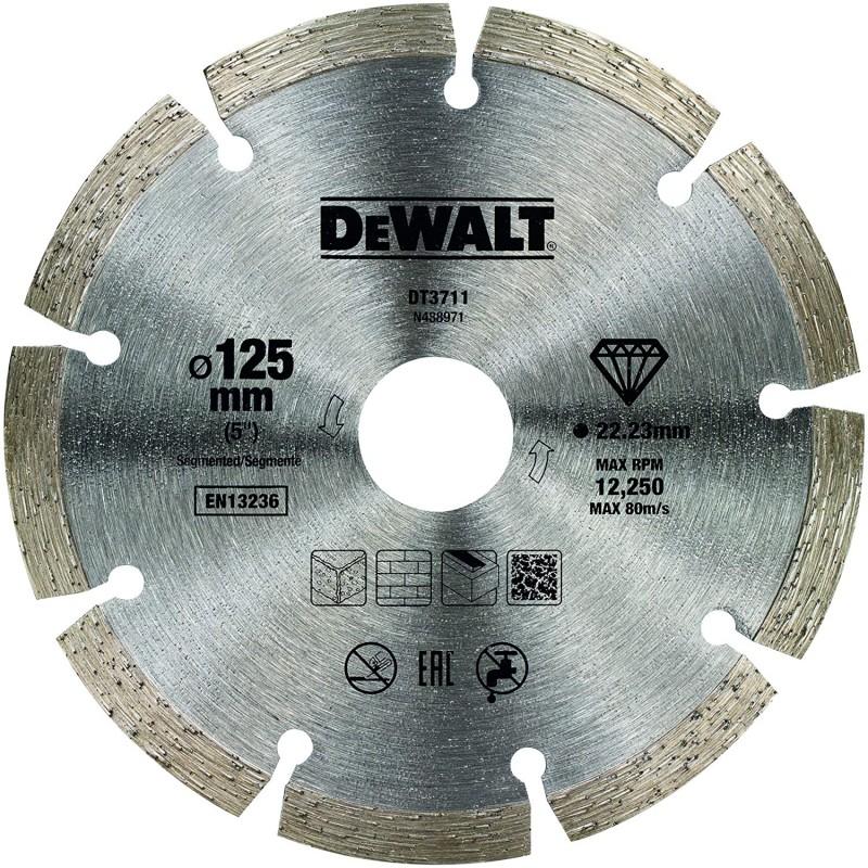 Dewalt dt3711-qz disque fritté segmenté pour matériaux de construction/béton 125x22.2mm 22.2