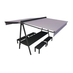 Ensemble duo et bancs 8 places Alia Plein Air (Gris anthracite - Gris Clair F077) - aluminium RETTAB8P-BANC-7016-F077-TE2_0