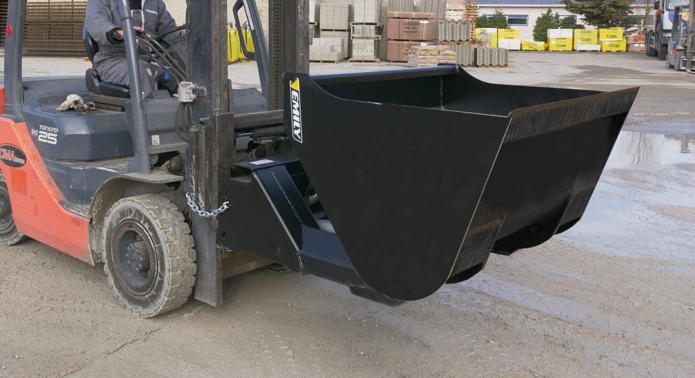 Godet hydraulique Emily - adaptable sur chariot élévateur pour sable, graviers, sciures et autres matériaux - usage intensif_1